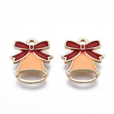 Light Gold Plated Alloy Enamel Pendants ENAM-T009-80B-RS-1