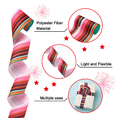 2Rolls 2 Styles Stripe Pattern Printed Polyester Grosgrain Ribbon OCOR-TA0001-37O-1