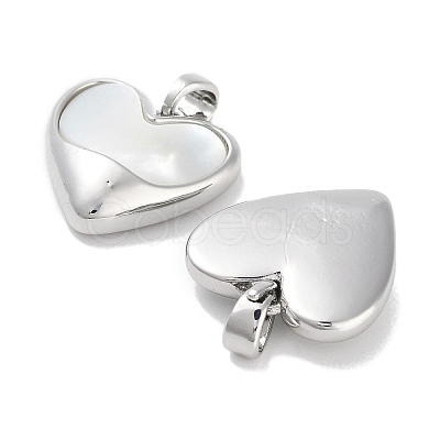 Brass Pave Natural Shell Heart Charms KK-C051-24P-1