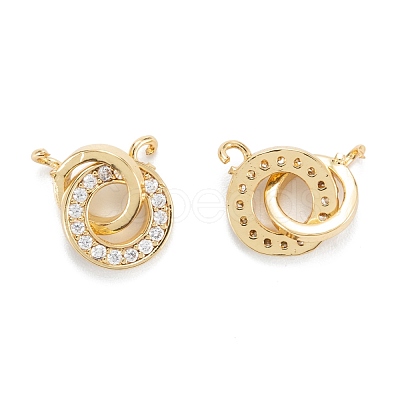 Brass Micro Pave Clear Cubic Zirconia Links Connectors ZIRC-G170-07G-1