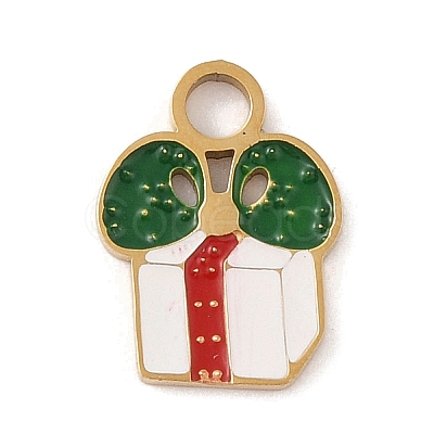 Christmas Theme Ion Plating(IP) 304 Stainless Steel Enamel Charms STAS-Z083-08G-06-1