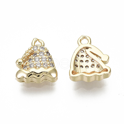 Brass Micro Pave Clear Cubic Zirconia Charms X-KK-S348-528-NF-1