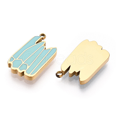 304 Stainless Steel Enamel Pendants STAS-T064-22G-1