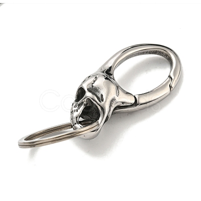 Tibetan Style 316 Surgical Stainless Steel Fittings with 304 Stainless Steel Key Ring FIND-Q101-16AS-1