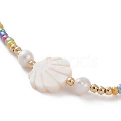 Natural Shell Beaded Necklaces NJEW-JN03286-1