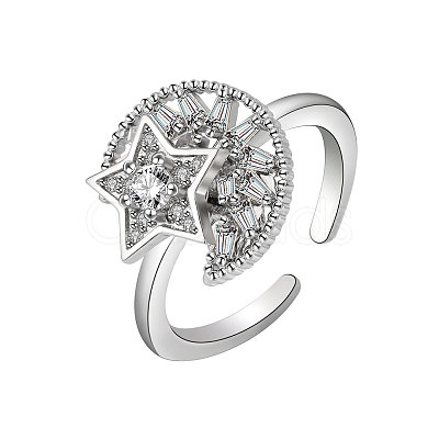 Star Moon Rotatable Open Ring for Women PW-WG4E599-02-1