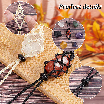 PandaHall Elite DIY Gemstone Braided Pendant Necklace Making Kit DIY-PH0009-93-1