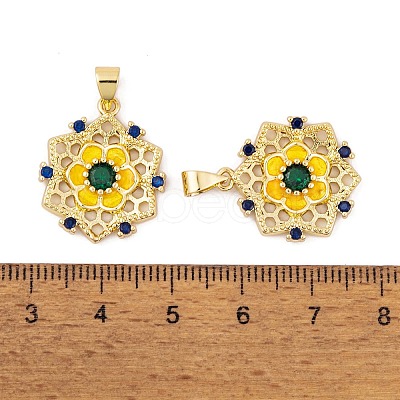 Brass Micro Pave Cubic Zirconia Pendants KK-E108-18G-1