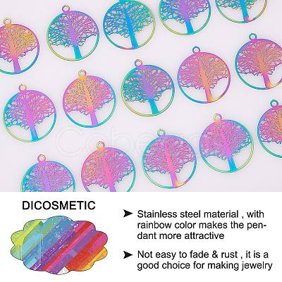 DICOSMETIC 60Pcs Ion Plating(IP) 201 Stainless Steel Filigree Pendants STAS-DC0012-61-1