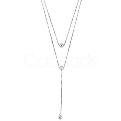 Anti-Tarnish Double Y-shaped Necklace Long Drop Dangle Necklace Delicate Y Chain Necklace Personalized Zircon Pendant Necklaces Choker Trendy Y Necklace Jewelry for Women JN1093A-1