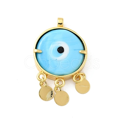 Rack Plating Handmade Evil Eye Lampwork Pendants KK-F838-01D-G-1