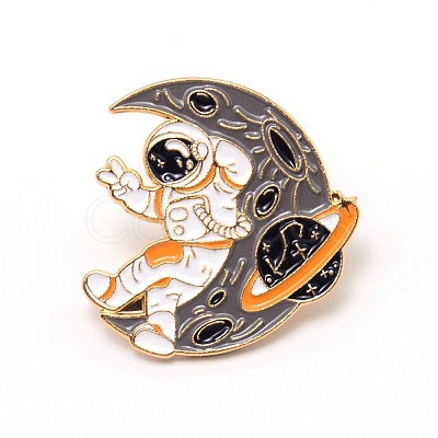 Astronaut with Moon Cartoon Enamel Pin JEWB-TAC0002-40-1