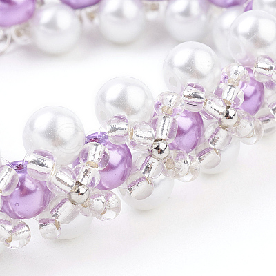 (Jewelry Parties Factory Sale)Pearlized Glass Round Beads Bracelets BJEW-JB03306-02-1