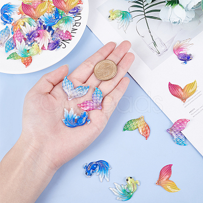 SUNNYCLUE 48Pcs 2 Style Transparent UV Printed Acrylic Pendants TACR-SC0001-08-1