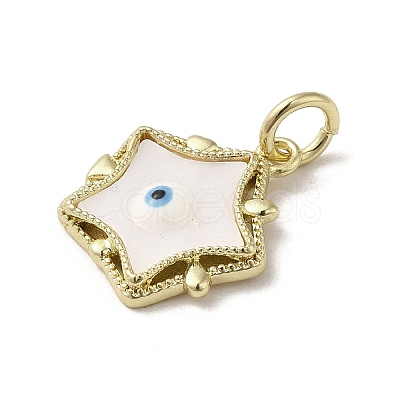 Evil Eye Enamel Shell Pendants KK-E092-26G-02-1