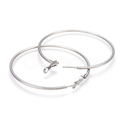 Non-Tarnish 201 Stainless Steel Hoop Earrings X-EJEW-F188-24P-D-1