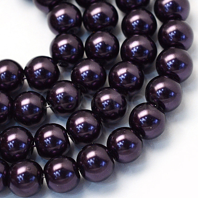 Baking Painted Pearlized Glass Pearl Round Bead Strands HY-Q003-4mm-20-1