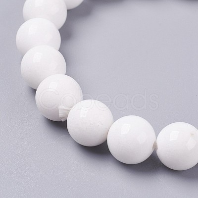 Natural Mashan Jade Beaded Stretch Bracelet X-BJEW-P207-34-8mm-1