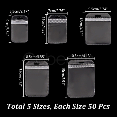 Nbeads 250Pcs 5 Styles Transparent Plastic Zip Lock Bags OPP-NB0001-03-1