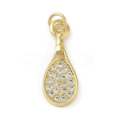 Rack Plating Brass Micro Pave Cubic Zirconia Pendants KK-C052-33B-G-1