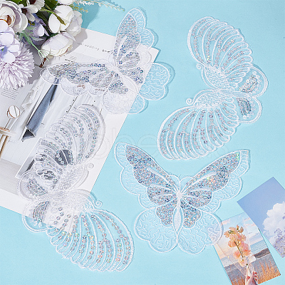 Gorgecraft 18Pcs 3 Style Butterfly Gauze Embroidery Ornaments Accessories PATC-GF0001-09-1