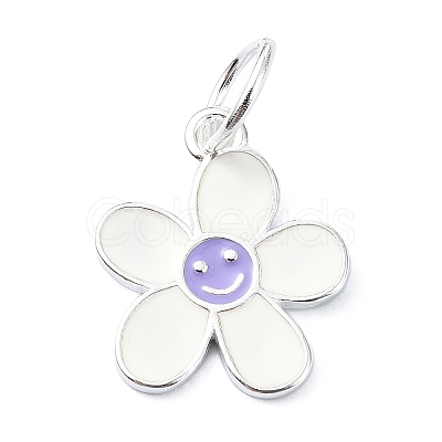 925 Sterling Silver Enamel Smiling Face Flower Charms STER-M119-06C-S-1