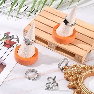 Resin Artificial Marble Jewelry Ring Displays AJEW-H117-16-1