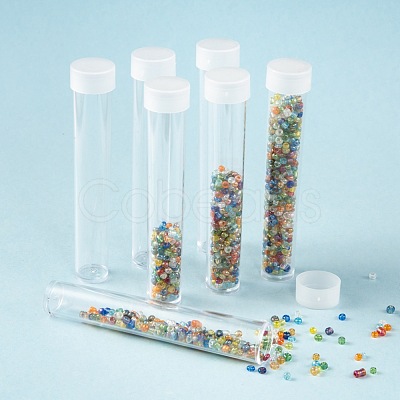 Clear Tube Plastic Bead Containers with Lid C066Y-1