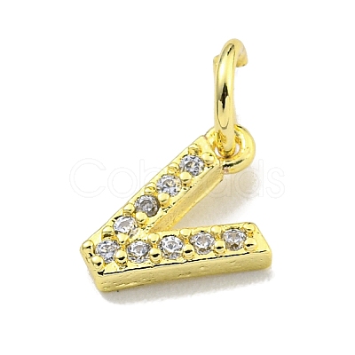 Letter Brass Micro Pave Clear Cubic Zirconia Pendants KK-K354-06G-V-1