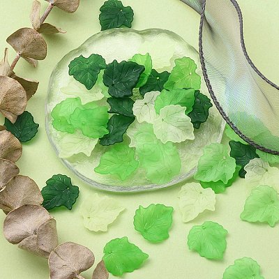 80Pcs 4 Colors Autumn Theme Transparent Frosted Acrylic Pendants SACR-YW0001-58-1