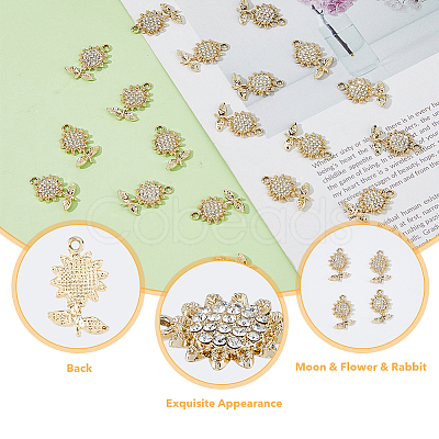 SUPERFINDINGS 50Pcs UV Plating Alloy Rhinestone Pendants FIND-FH0008-93-1