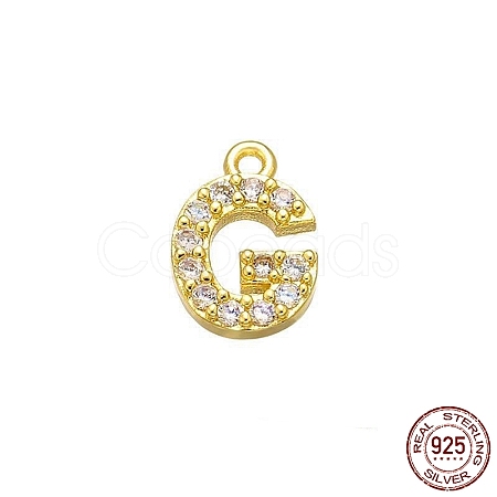 Real 18K Gold Plated 925 Sterling Silver Micro Pave Clear Cubic Zirconia Charms STER-P054-10G-G-1