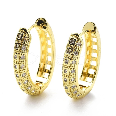 Clear Cubic Zirconia Square Hollow Hoop Earrings EJEW-G333-02G-1