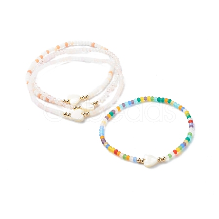 Glass Faceted Beads Stretch Bracelets BJEW-JB06534-1