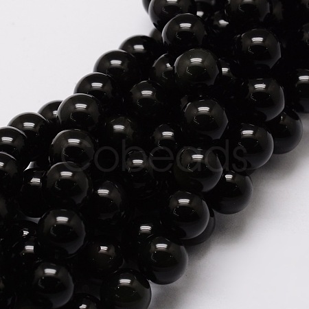 Natural Obsidian Round Beads Strands G-E329-4mm-37-01-1