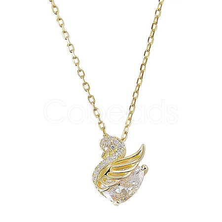 Clear Cubic Zirconia Swan Pendant Necklace JN1063C-1