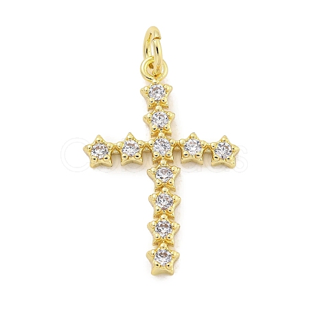 Rack Plating Brass Micro Pave Clear Cubic Zirconia Pendants KK-Q814-09G-1