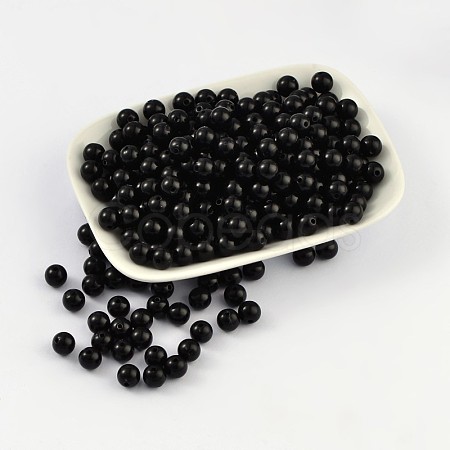 8MM Black Chunky Bubblegum Acrylic Round Solid Beads X-PAB703Y-7-1