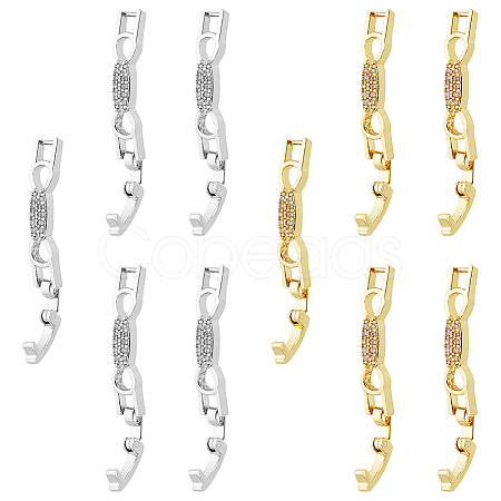 DICOSMETIC 10Pcs 2 Colors Bowknot Rack Plating Brass Clear Cubic Zirconia Watch Band Clasps ZIRC-DC0001-10-1