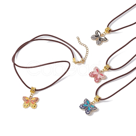 Alloy Enamel Butterfly Pendant Necklaces NJEW-JN04580-1