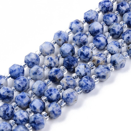 Natural Blue Spot Jasper Beads Strands G-R482-07-8mm-1