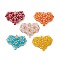 Handmade Glass Seed Beads, Loom Pattern, Heart Pendants, Mixed Color, 25x33x8.5mm, Hole: 4mm