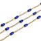 Ion Plating(IP) 304 Stainless Steel Cable Chains, with Enamel Oval Beads, Soldered, with Spool, Flat Oval, Golden, Blue, 5x2.5mm, Link: 2x1.6x0.3mm, about 32.8 Feet(10m)/roll