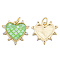 Brass Micro Pave Clear Cubic Zirconia Pendants, with Jump Rings and Shell, Enamel, Real 18K Gold Plated, Nickel Free, Heart, Light Green, 15.5x15.5x3mm, Jump Ring: 5x1mm, 3mm inner diameter