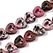 Natural Rhodonite Beads Strands, Hollow Heart, 10x10x3~4mm, Hole: 1mm, about 20pcs/strand, 7.48 inch(19cm)