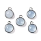 Natural Aquamarine Pendants, with Platinum Tone Rack Plating Brass, Flat Round, 9.8x7.5x4.3mm, Hole: 1.2mm