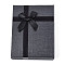 Cardboard Jewelry Necklace Boxes, with Black Sponge, for Jewelry Gift Packaging, Rectangle with Bowknot, Black, 13x10x3.1cm, inside: 12.3×9.3cm.