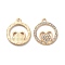 Alloy Rhinestone Pendants, Ring & Heart Charms, Golden, 21x18x2mm, Hole: 1.5mm