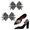 SUPERFINDINGS 2Pcs Bowknot Shoe Decoration, with Glass Rhinestone & Alloy Clip, Black, 69x111x9.5mm