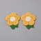 Crochet Flower Appliques, Computerized Embroidery Cloth Patches, Costume Accessories, Sewing Craft Decoration, Gold, 47x40x2.5mm